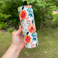 Beautiful tumbler orange  flower peony, vines floral tumbler 20oz skinny