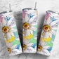 Rainbow colorful daisy floral 20oz skinny tumbler or 12oz kids Bottle with straw