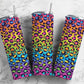 Rainbow colored cheetah print 20oz tumbler