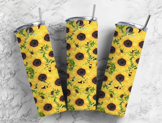 Classic yellow sunflowers 20oz skinny tumbler