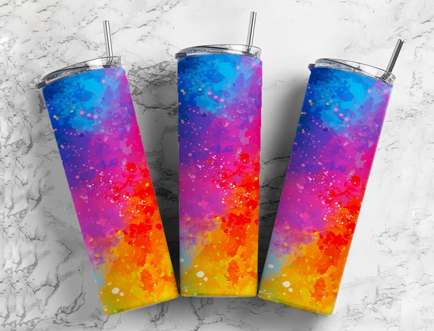 Watercolored rainbow pretty 20oz skinny tumbler