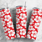 Hawaiian hibiscus floral red and white 20oz skinny tumbler