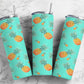 Neon pineapples teal blue 20oz skinny tumbler