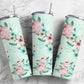 Cute mint and pink pastel floral flowers 20oz skinny tumbler