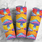 Yellow sunset red orange mushrooms 20oz skinny tumbler