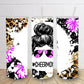 Cheer mom #momlife bun with cheetah and pom poms 20oz skinny tumbler