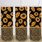 Yellow gold sunflower and cheetah print pretty 20oz skinny tumbler or 12oz kids bottle with straw
