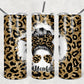 Glitter look cheetah print mom life 20oz skinny tumbler