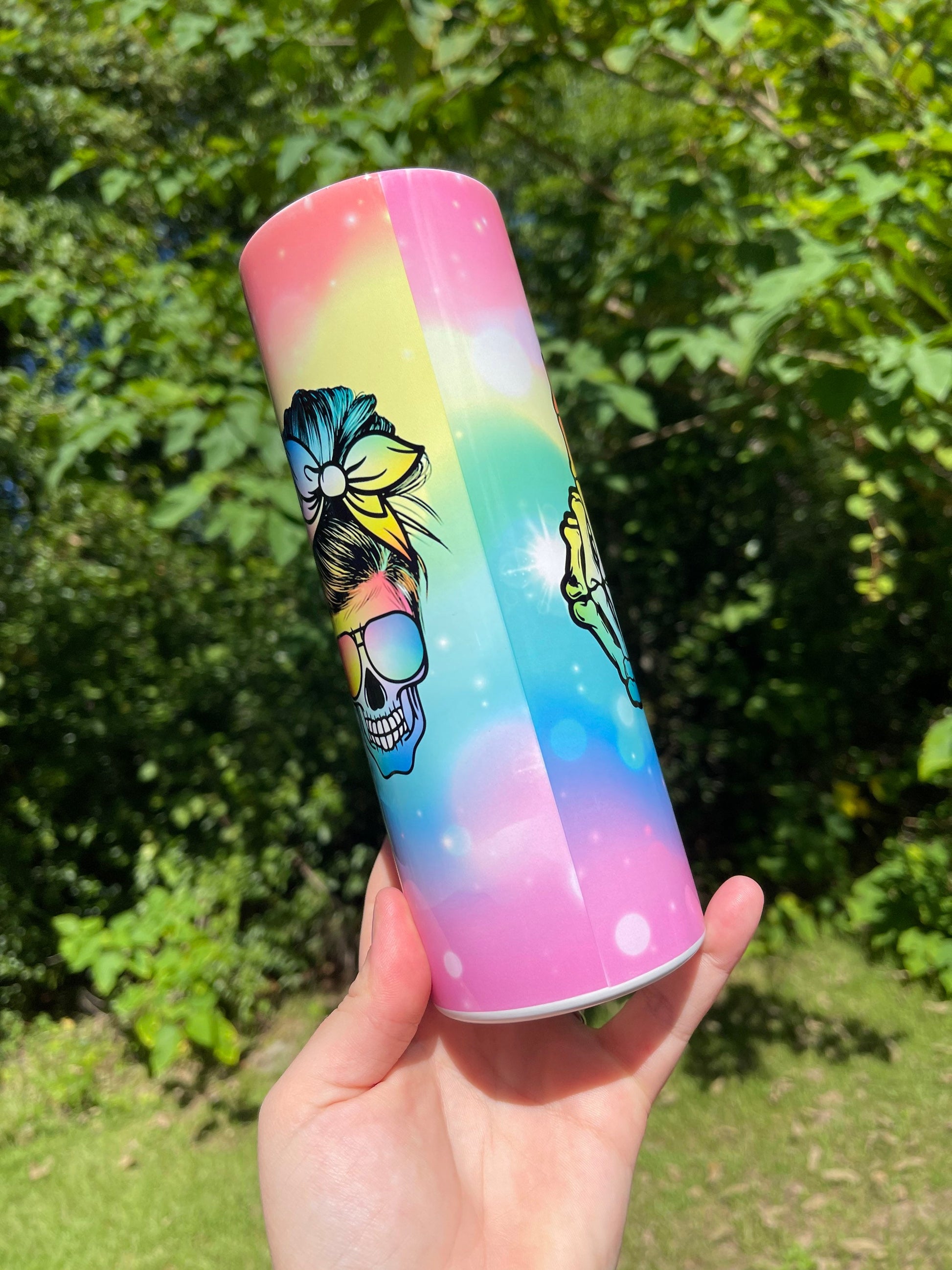 Fuck this, that, you, everyone 20oz rainbow cute skinny tumbler