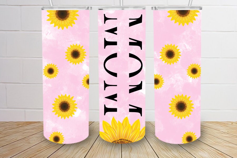 MOM sunflower personalizable 20oz skinny tumbler different colors/ designs