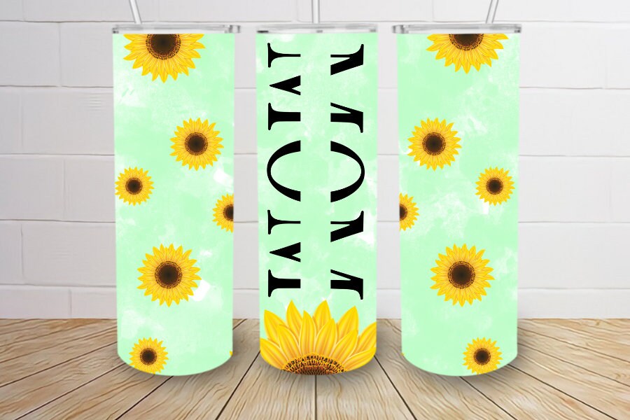 MOM sunflower personalizable 20oz skinny tumbler different colors/ designs