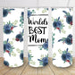 Super cute worlds best mom with blueberries 20oz skinny tumbler, add name