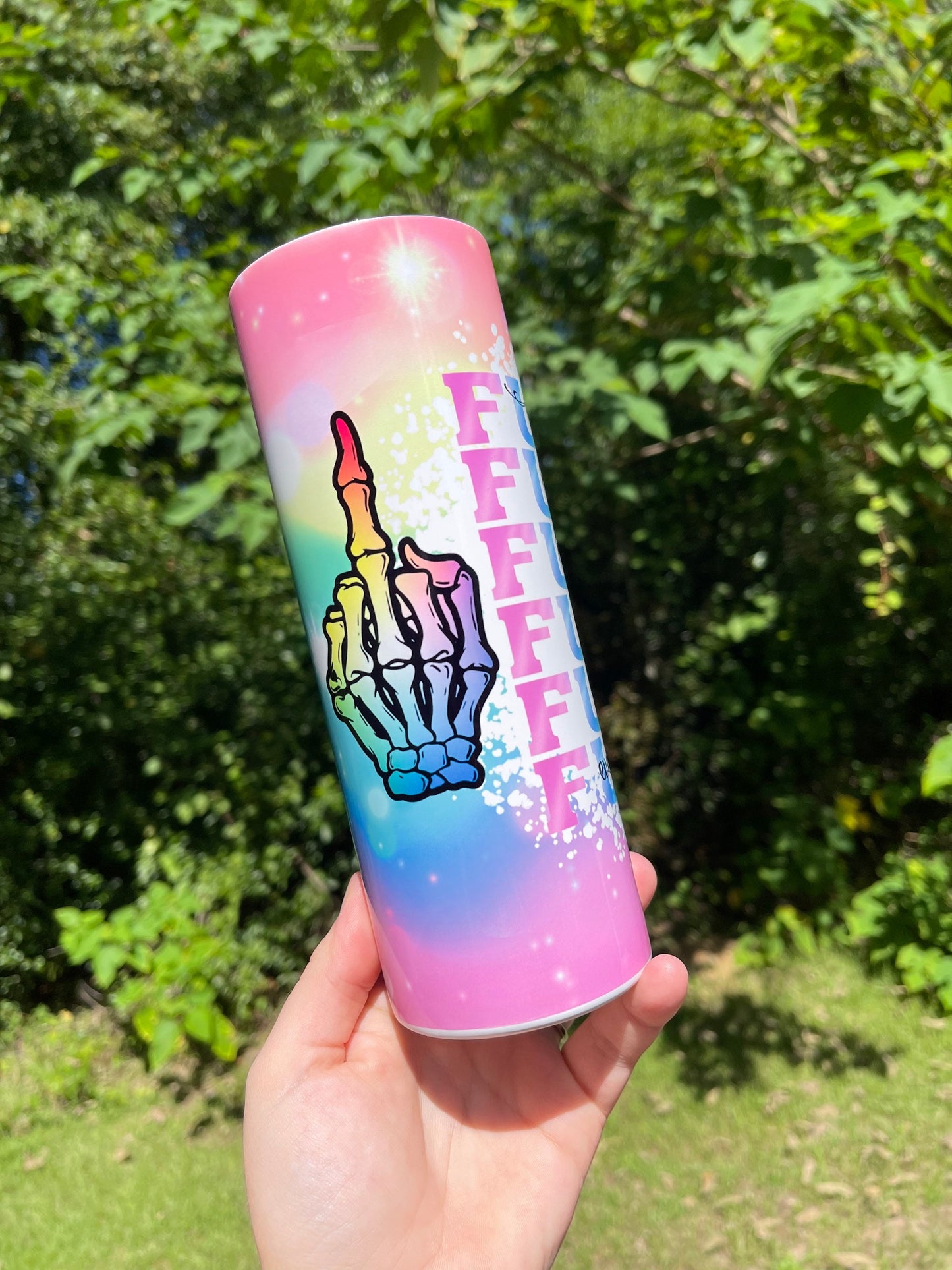 Fuck this, that, you, everyone 20oz rainbow cute skinny tumbler