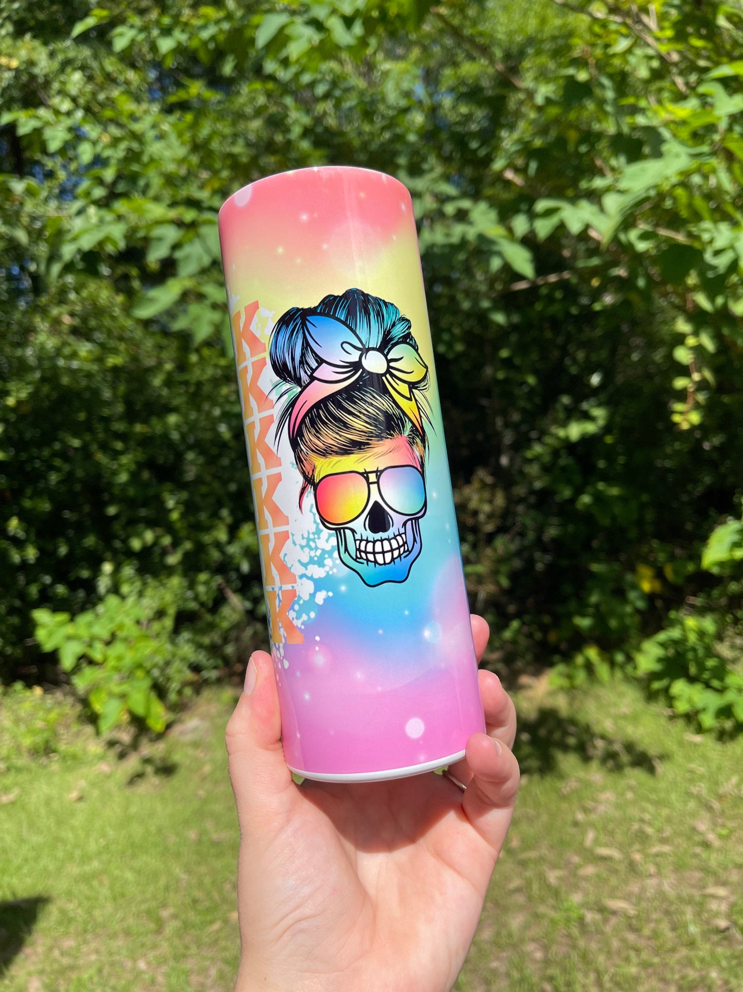 Fuck this, that, you, everyone 20oz rainbow cute skinny tumbler