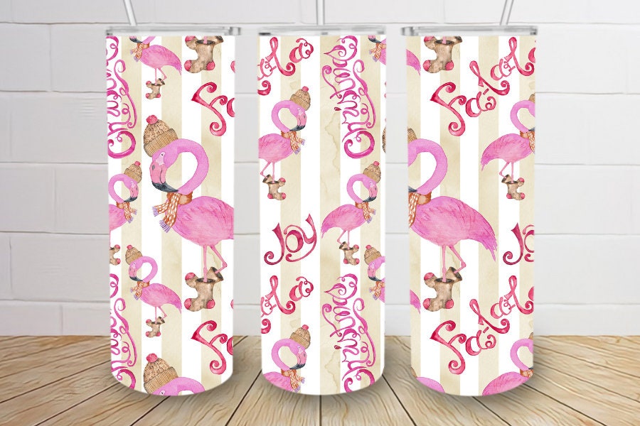 Christmas Flamingo Florida fa lala 20oz skinny tumbler pink