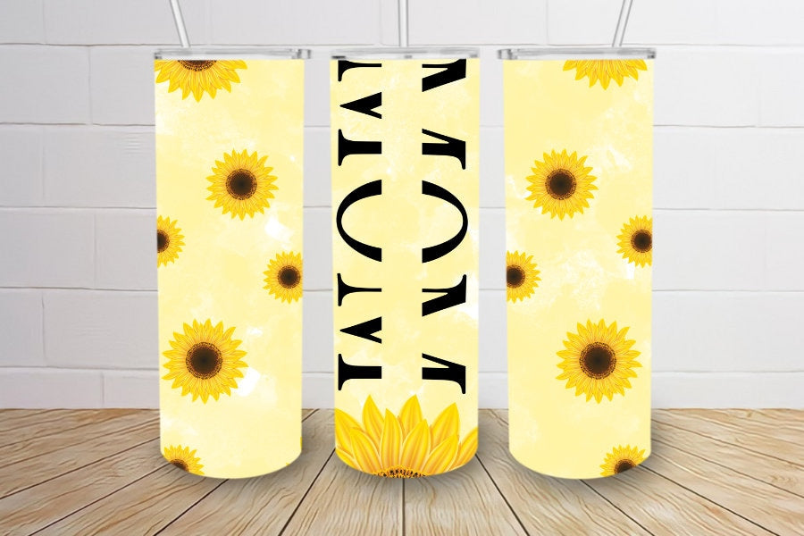 MOM sunflower personalizable 20oz skinny tumbler different colors/ designs