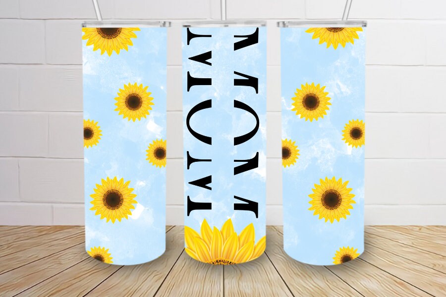 MOM sunflower personalizable 20oz skinny tumbler different colors/ designs