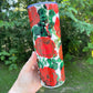 Beautiful and vibrant Red Roses  collage with stems leaves and thorns pretty tumbler 20oz skinny