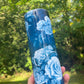 Blue roses and blue floral 20oz skinny tumbler or 12oz kids bottle with lid and straw