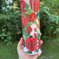 Beautiful and vibrant Red Roses  collage with stems leaves and thorns pretty tumbler 20oz skinny