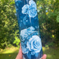 Blue roses and blue floral 20oz skinny tumbler or 12oz kids bottle with lid and straw