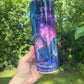 Awesome dragon flame purple and blues, personalizable 20oz tumbler skinny or 12oz kids bottle with lid and straw