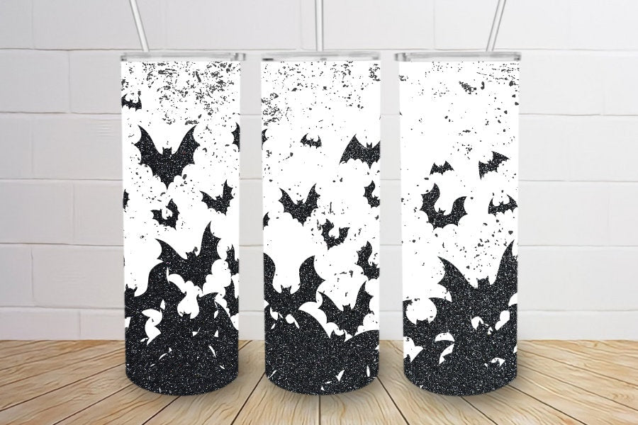 Bats tumbler cute halloween ombre bats flying 20oz skinny tumbler