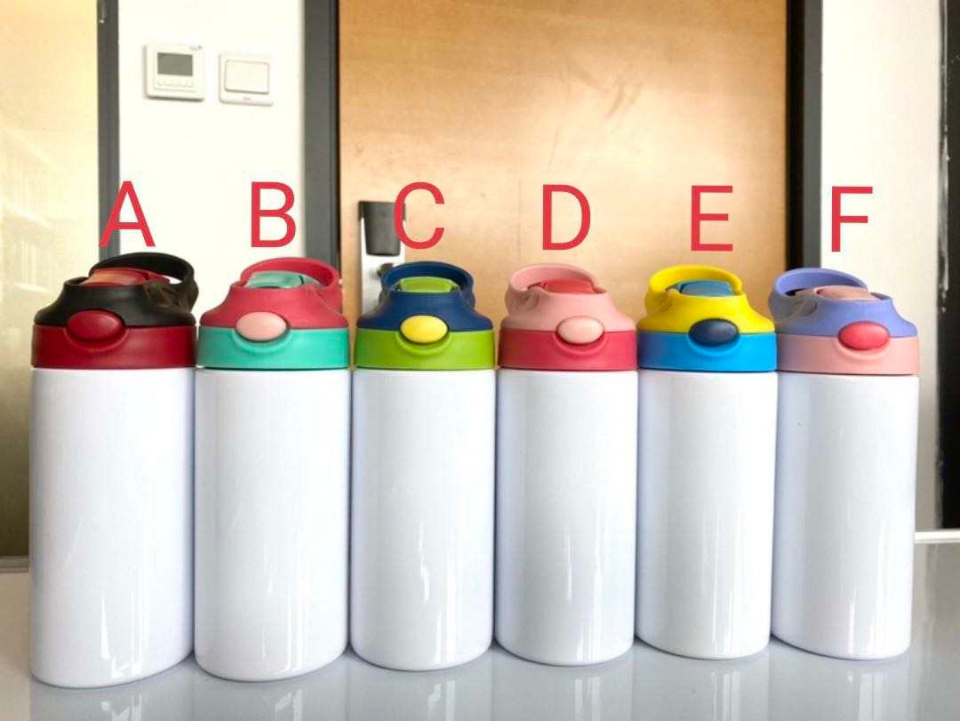 Kids cute Rainbow and clouds Unicorn 12oz kids bottle with lid and straw