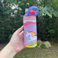 Kids cute Rainbow and clouds Unicorn 12oz kids bottle with lid and straw