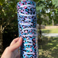 Blue Pink and purple cheetah print 20oz tumbler