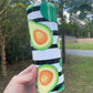 Cute black and white striped avocado cute 20oz skinny tumbler with lid and straw