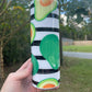 Cute black and white striped avocado cute 20oz skinny tumbler with lid and straw