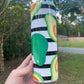 Cute black and white striped avocado cute 20oz skinny tumbler with lid and straw