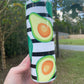 Cute black and white striped avocado cute 20oz skinny tumbler with lid and straw