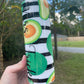 Cute black and white striped avocado cute 20oz skinny tumbler with lid and straw