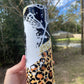 Lacrosse mom life mom bun 20oz skinny tumbler with cheetah print