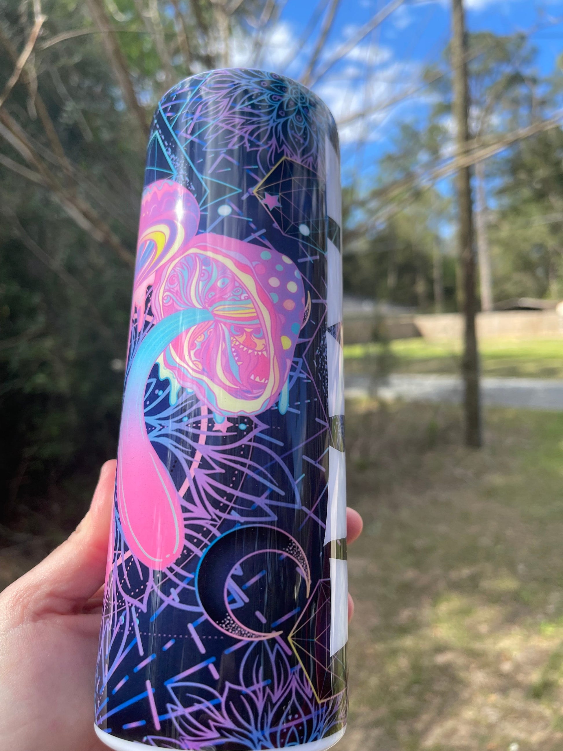 Purple and pink retro abstract mushroom 20oz skinny tumbler OR 12oz kids bottle