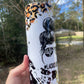 Lacrosse mom life mom bun 20oz skinny tumbler with cheetah print