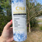CNA Nurse health field tumbler 20oz skinny with lid and straw. Hot and cold bottle