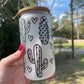 Cactus and succulent frosted glass cam 16oz with bamboo lid and straw. Perfect for coffee teas and more.