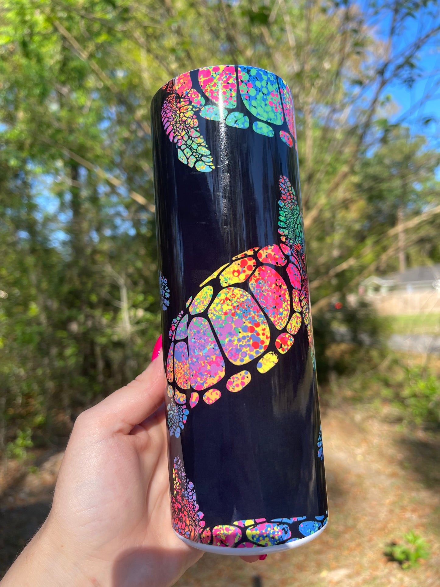 Black and Rainbow Sea Turtles Tumbler