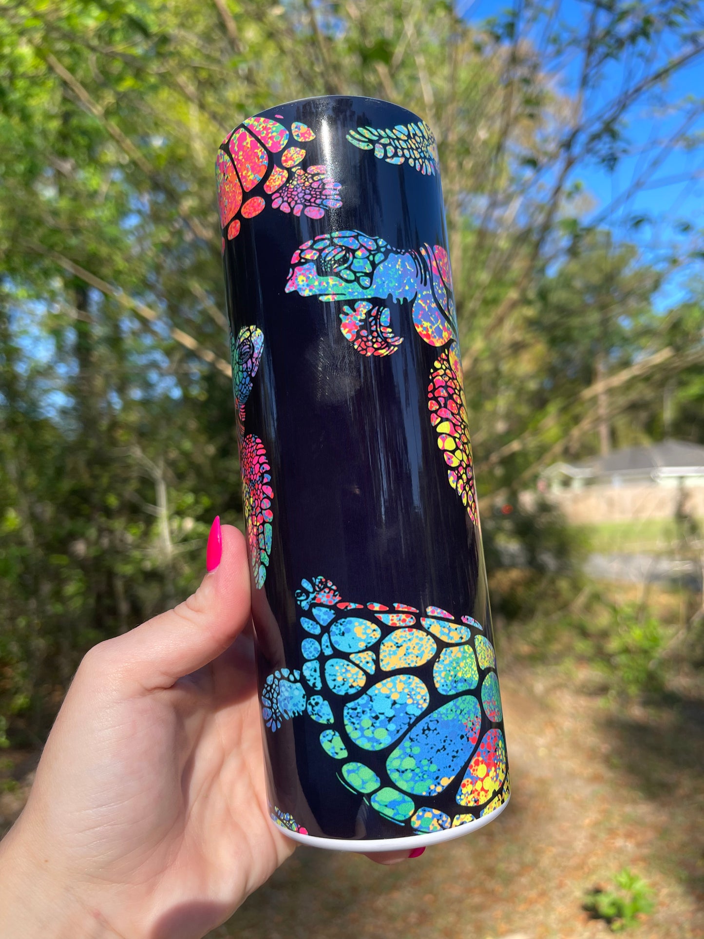 Black and Rainbow Sea Turtles Tumbler