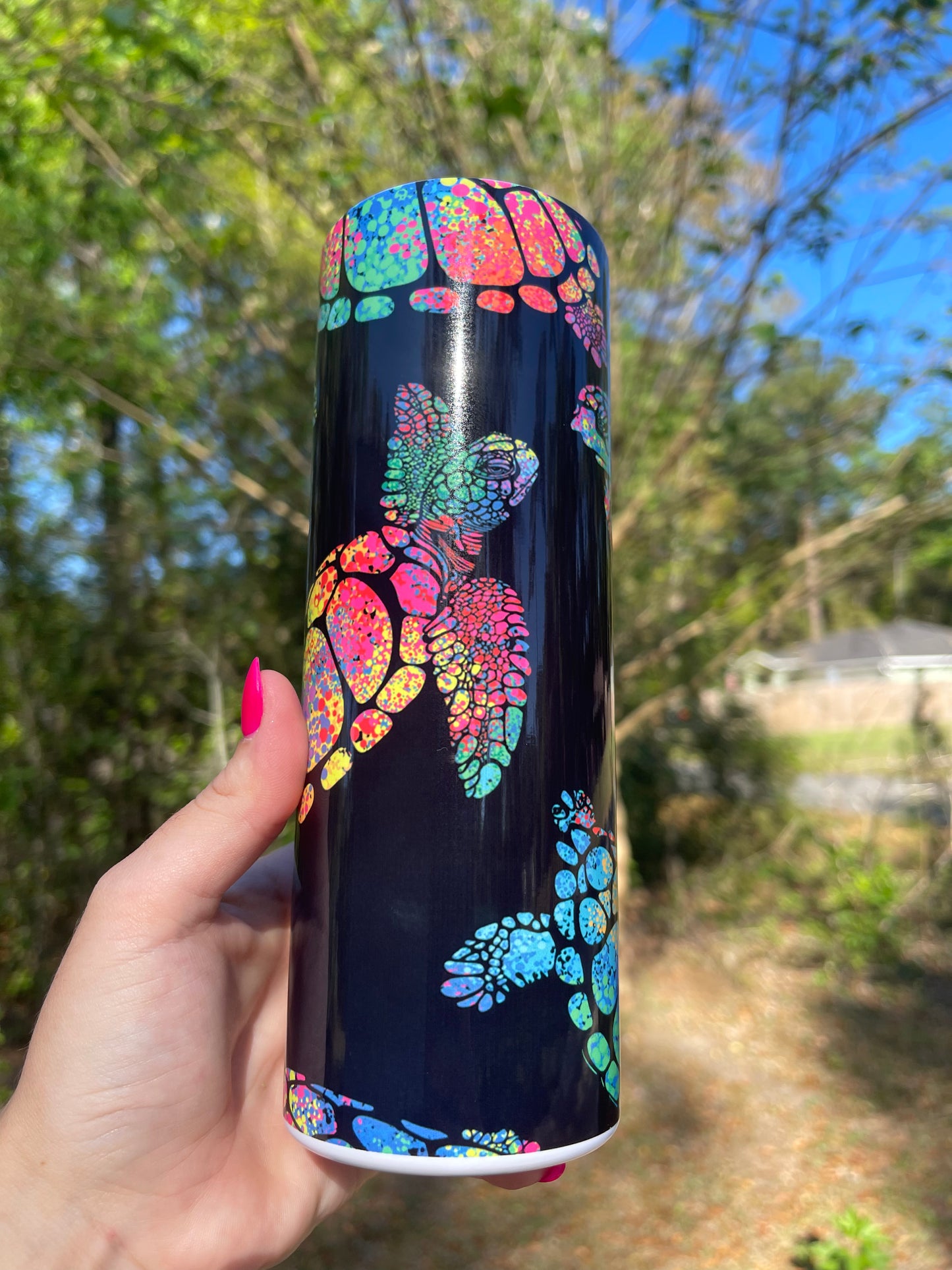 Black and Rainbow Sea Turtles Tumbler