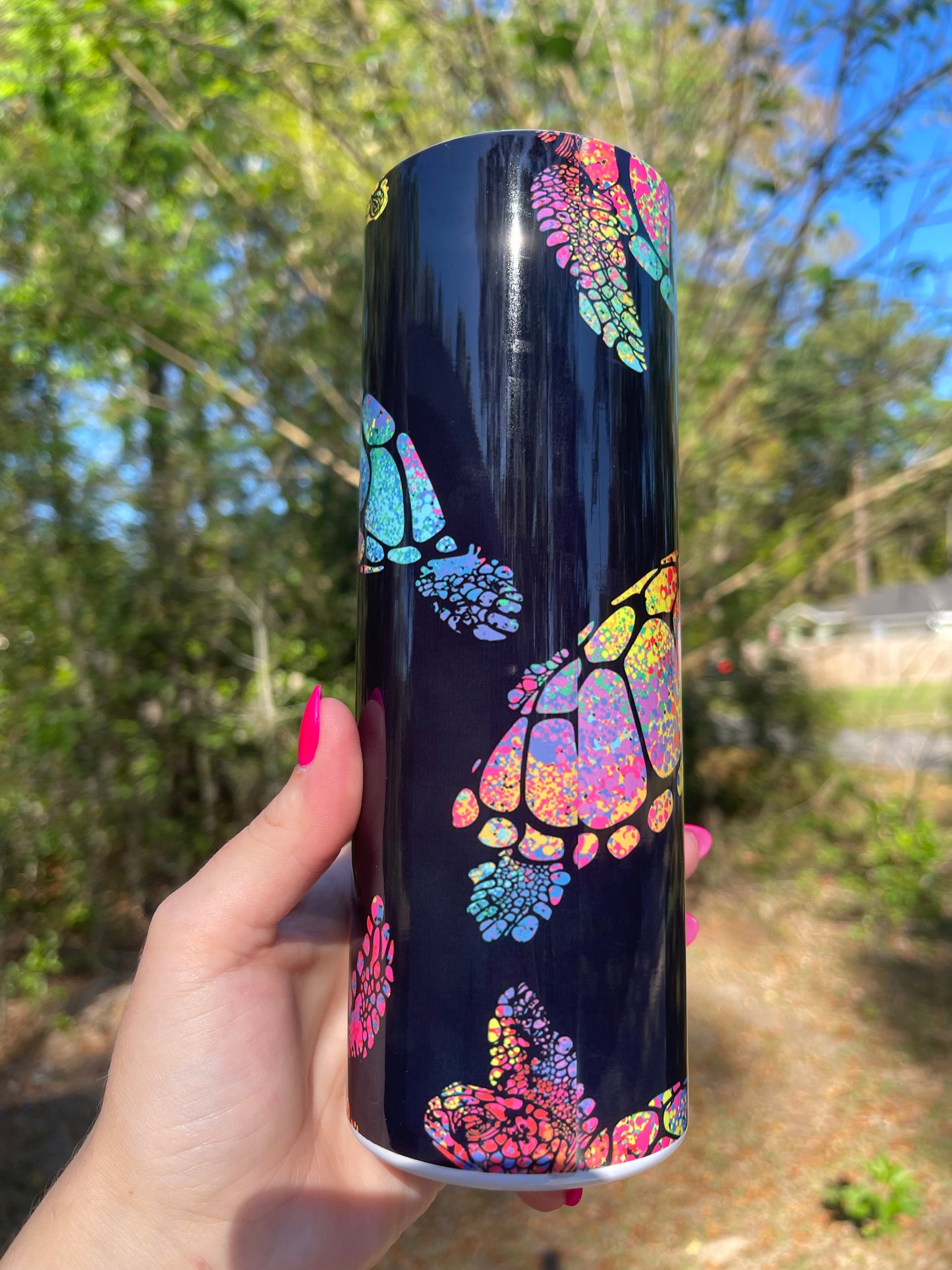 Black and Rainbow Sea Turtles Tumbler