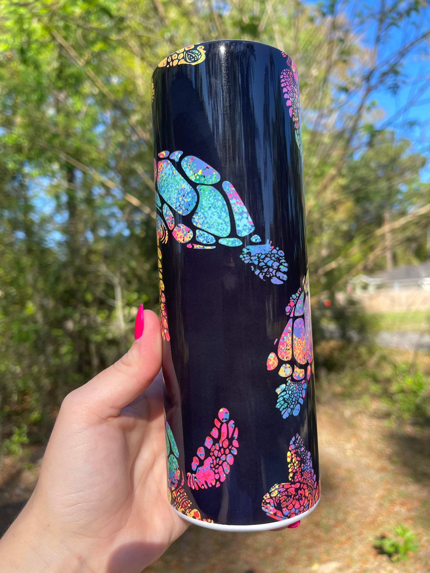 Black and Rainbow Sea Turtles Tumbler